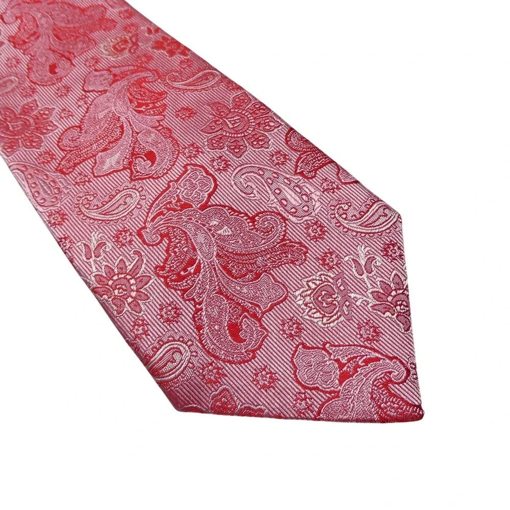Christina Tie Mens One Size Pink Paisley 100%‎ Silk Jacquard Classic Necktie
